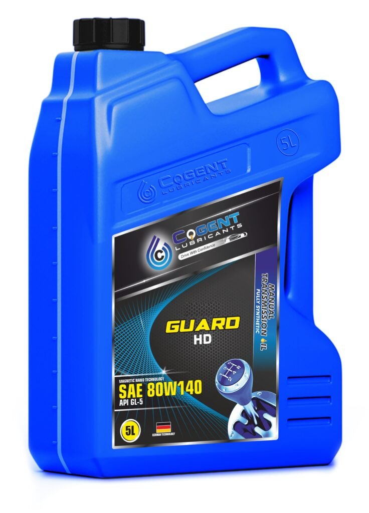 Blue 5L container of COGENT GUARD HD SAE 80W140 API GL-5 Heavy Duty Manual Transmission Oil.