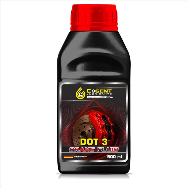 Cogent Brake Fluid DOT 3 premium 500ml bottle with high boiling point for automotive disc and drum brakes.